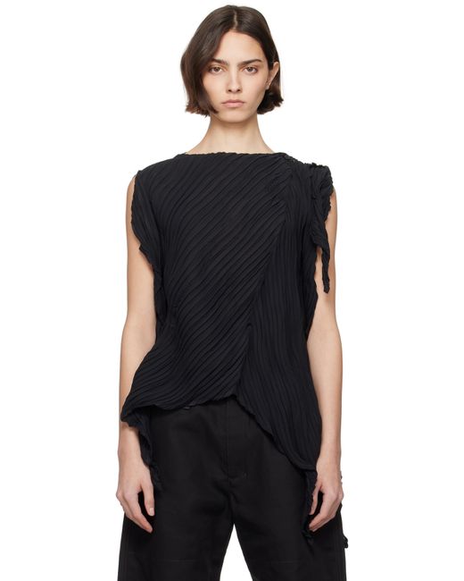 Issey Miyake Black Wrinkled & Twisted Blouse