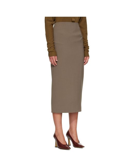 Mugler Natural Taupe Pencil Midi Skirt
