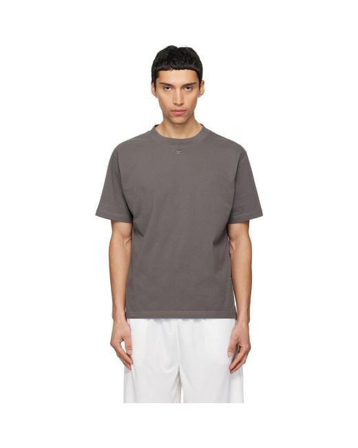 Courreges Gray Twisted Logo T-Shirt for men