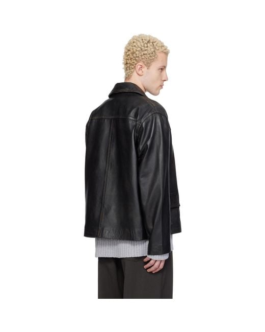 Hope Black Boxy Leather Jacket for men