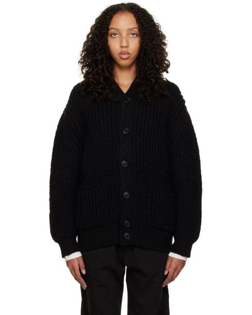 Lemaire Wool Black Chunky Cardigan Lyst