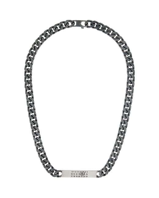 MM6 by Maison Margiela Black Minimal Logo Id Tag Curb Necklace