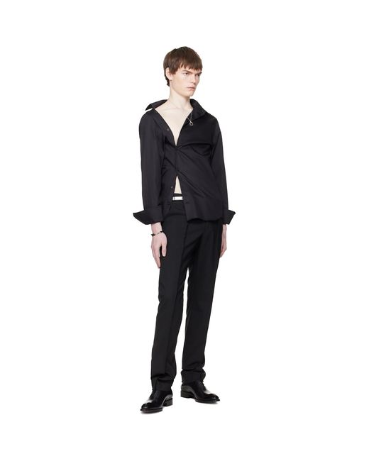 HODAKOVA Black Horse Hair Suit Trousers for men