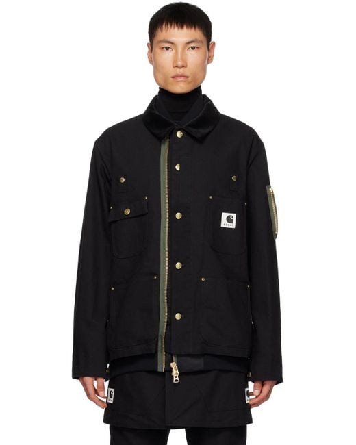 Sacai Black Carhartt Wip Edition Bomber Jacket for men
