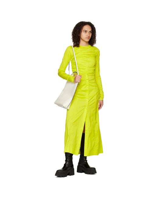 Ganni Yellow Press-stud Blouse