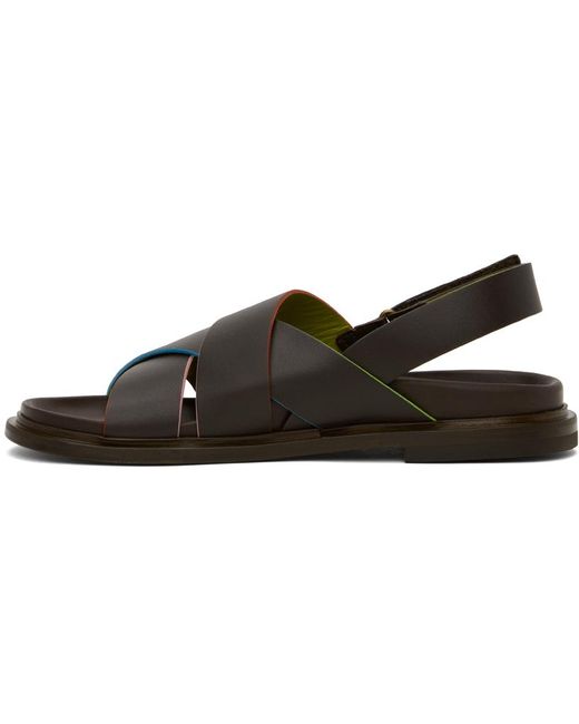 Pop Trading Co. Black Paul Smith Edition Leather Sandals for men
