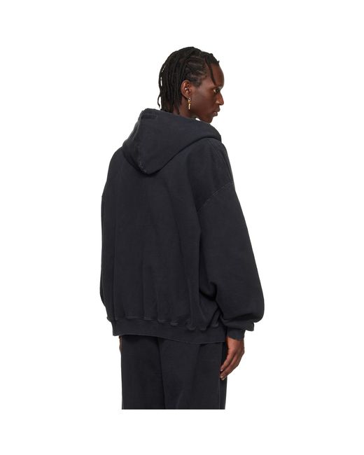 Vetements Black Embroidered Biker Cross Sleeves Zip-Up Hoodie for men