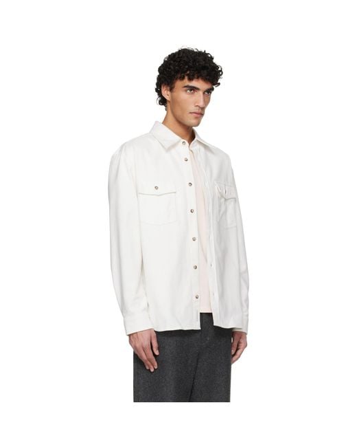 A.P.C. White Off- Solid-Color Cotton Overshirt for men