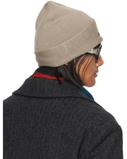 Vivienne Westwood Black Taupe Knitted Classic Beanie for men