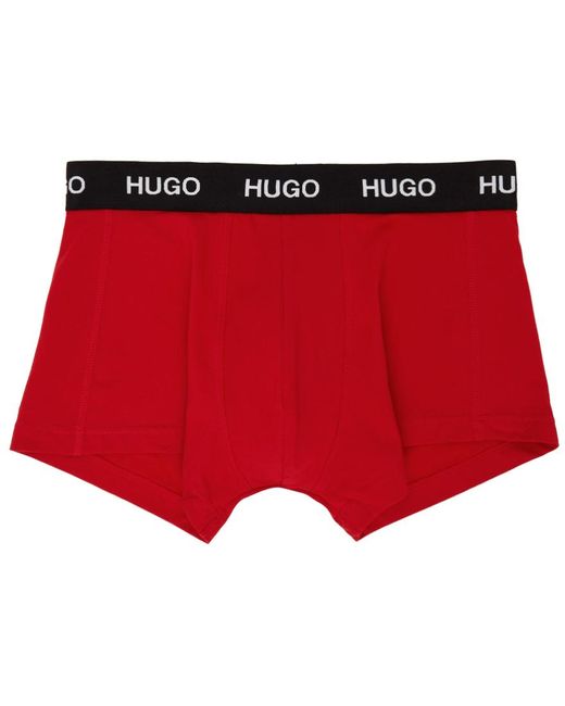 HUGO Red Three-pack Multicolor Logo Waistband Trunk Briefs for men