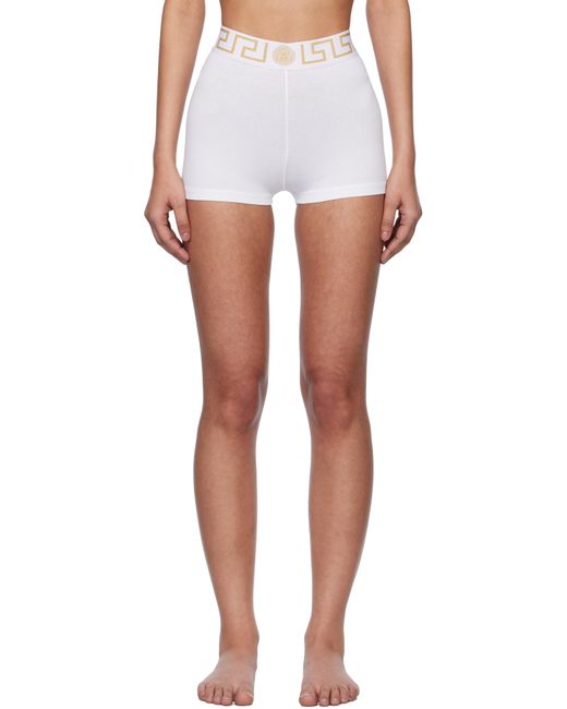 Versace White Greca Border Boy Shorts