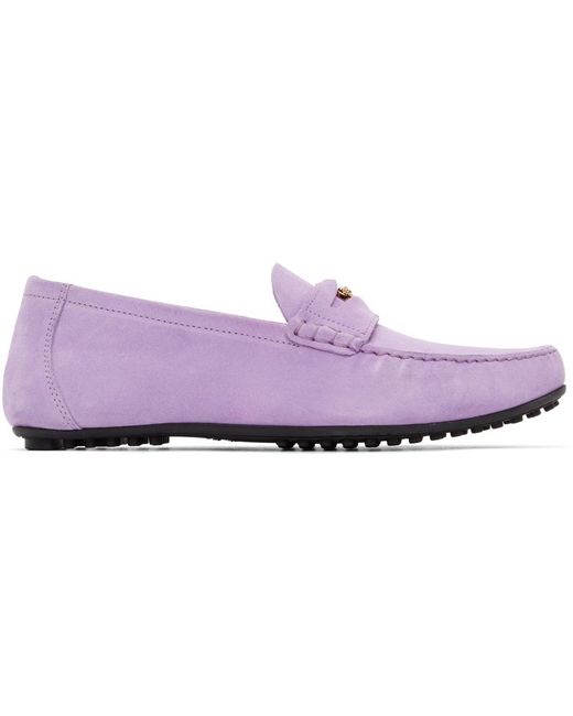 Versace Purple Suede Medusa Loafers for men