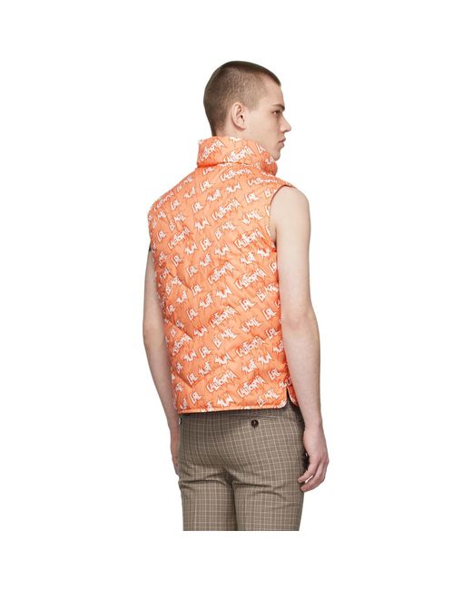 ERL Orange Polyester Down Vest for men