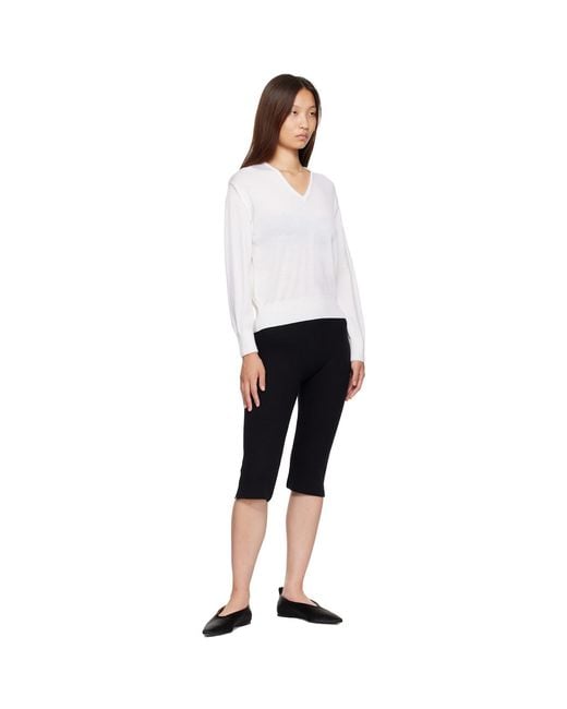 NOTHING WRITTEN White Sane V-Neck Sweater