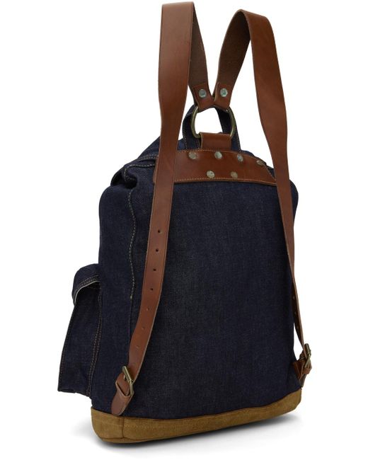 RRL Blue Indigo Denim Rucksack Backpack for men
