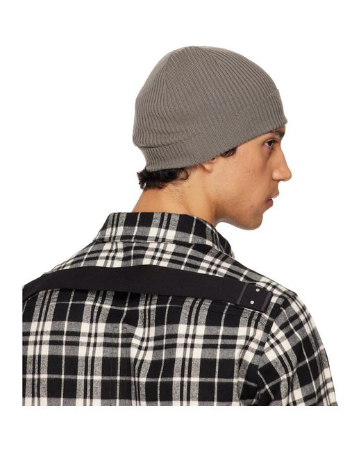 Rick Owens Gray Temple Ribbed Beanie for men