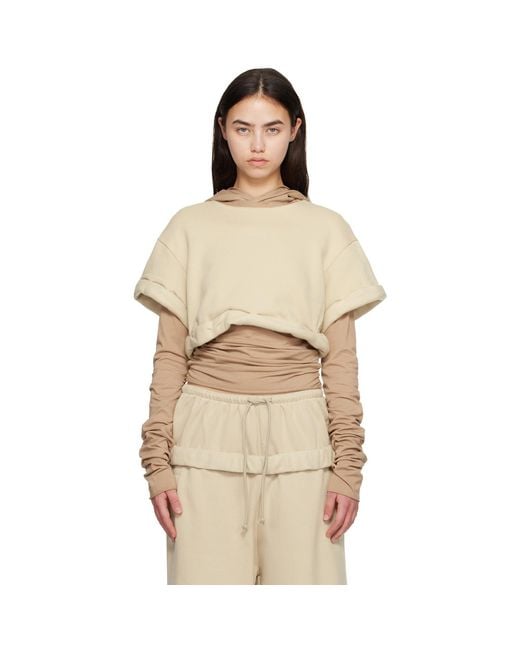 we11done Natural Layered Roll-Up Hoodie