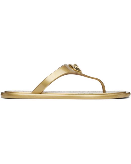 Versace Black Alia Metallic Flat Sandals