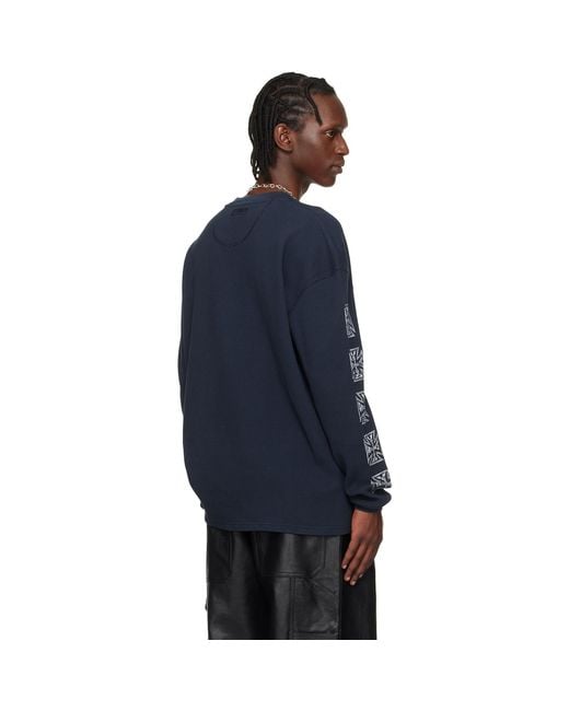 Vetements Blue Biker Cross Waffle Longsleeve T-Shirt for men