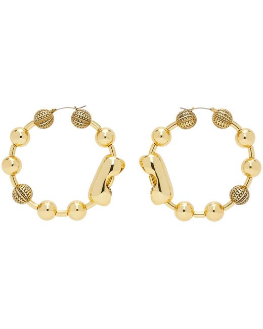 Marc Jacobs Black Gold 'the Monogram Ball Chain Hoop' Earrings