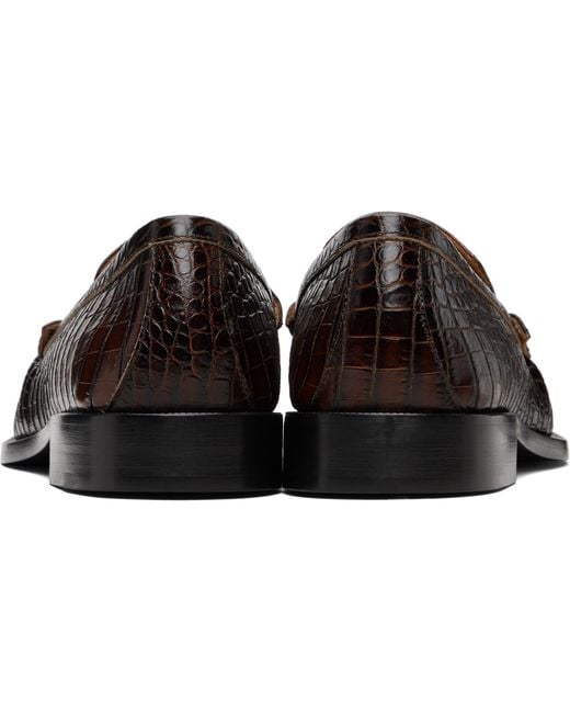 Dries Van Noten Black Embossed Leather Loafers for men