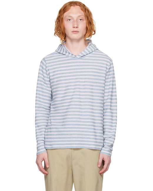 メンズ Vince ブルー ボーダー フーディ Multicolor