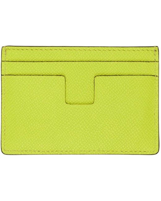 Tom Ford Yellow Green Leather Classic Card Holder for men
