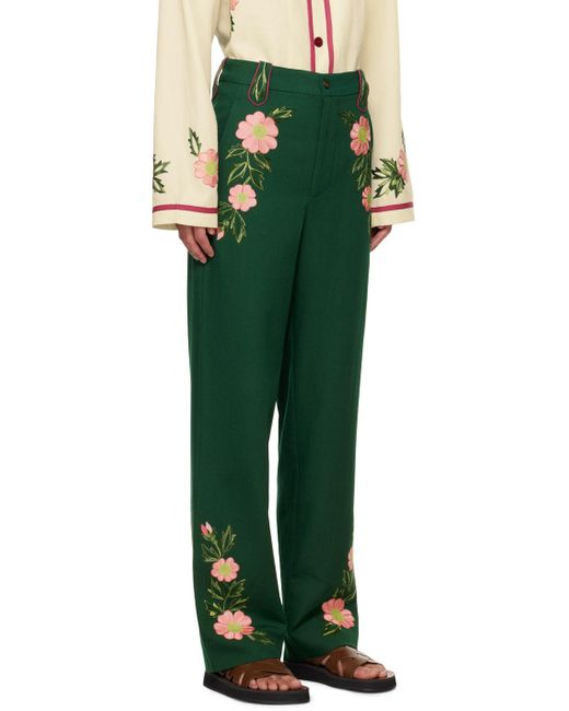 Bode Green Prairie Rose Trousers