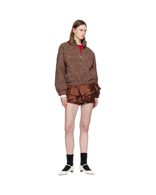 ShuShu/Tong Brown Stand Neck Pullover Sweater