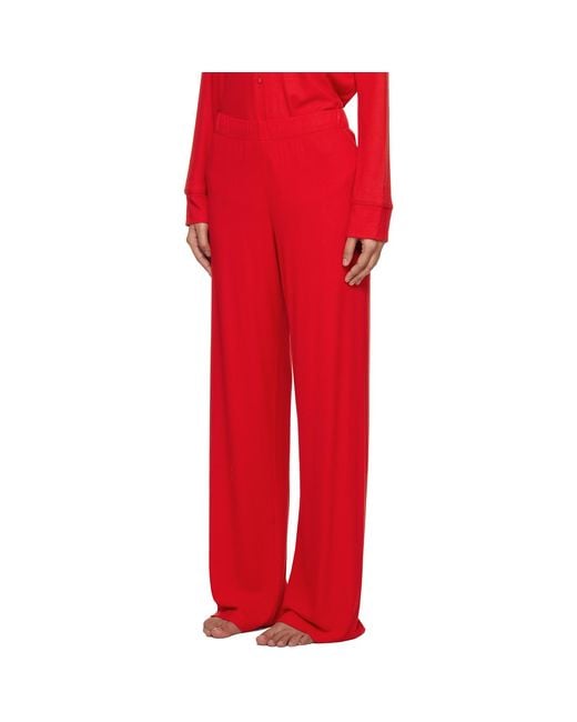 Skims Red Soft Lounge Sleep Pyjama Set