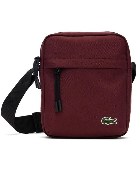 Lacoste Purple Burgundy Zip Crossbody Bag for men