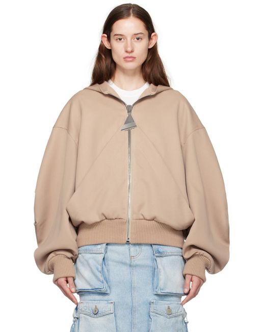 The Attico Natural Beige Hooded Bomber Jacket