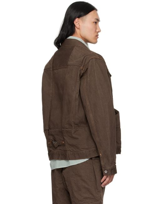 Sacai Brown Cotton Denim Jacket for men