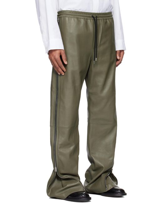 Acne Green Zip Leather Pants for men