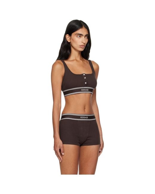 Versace Black Cotton Rib Bra