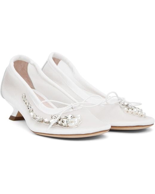 Simone Rocha Black Ssense Exclusive Bridal Capsule Embellished Flower Ballerina Heels