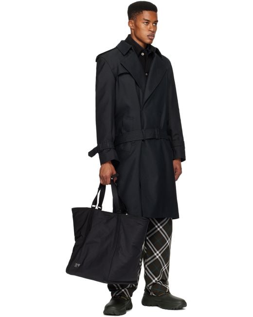 メンズ Burberry ブラック Shield トートバッグ Black