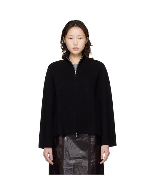 Loulou de Saison Black Gabi Zipped Cashmere Sweater