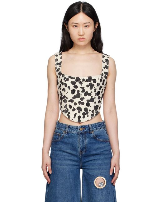 Débardeur blanc cassé en denim à motif dalmatien Area en coloris Black