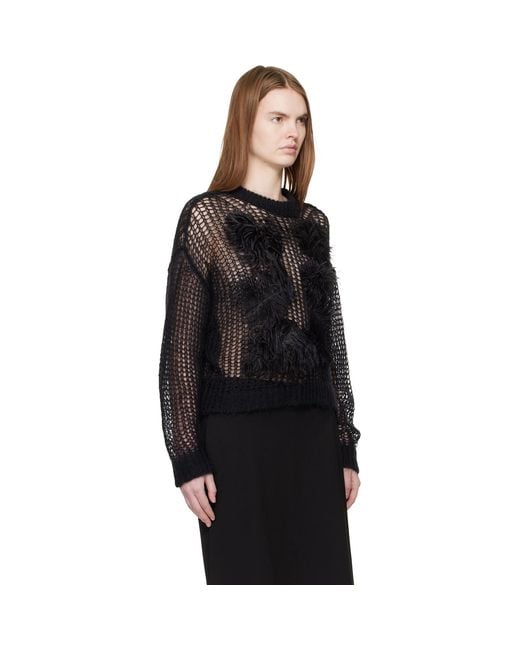 The Attico Black Light Mohair Feather Sweater