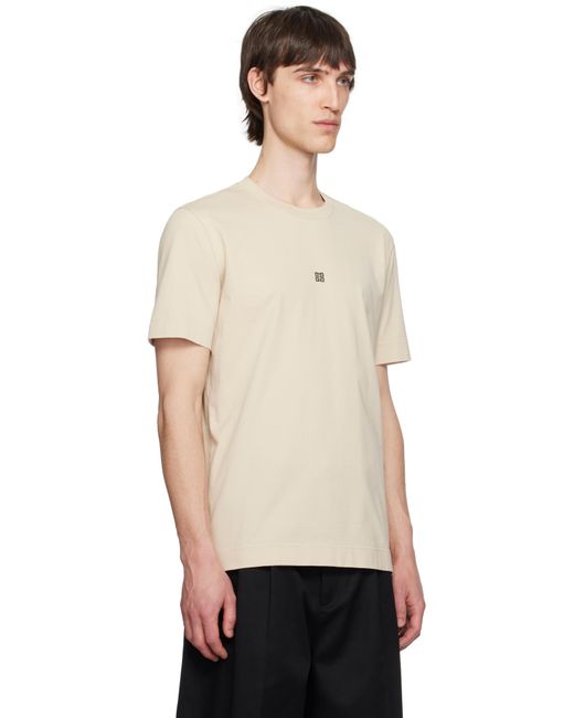 メンズ Givenchy ベージュ 4G Embroidery スリムフィット コットン Tシャツ Black