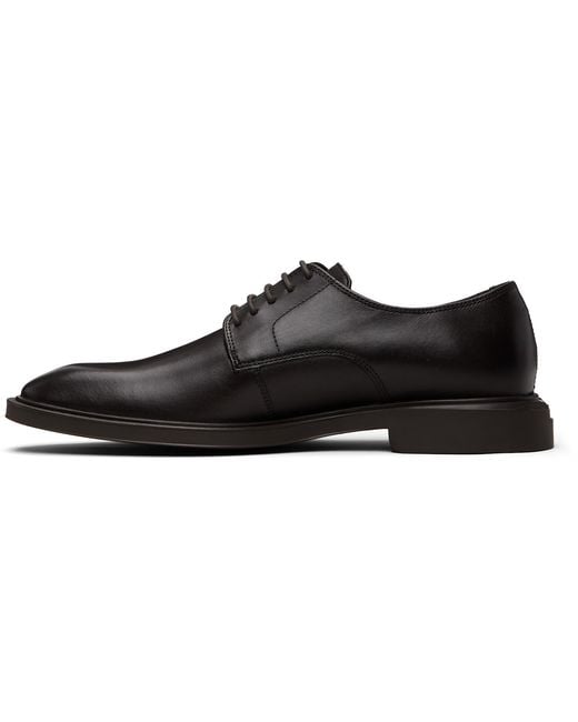 HUGO Black Leather Embossed Logo Derbys for men