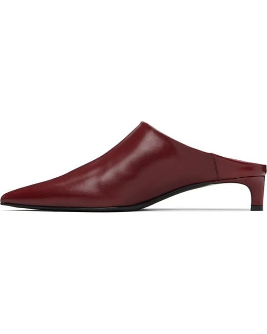 Jil Sander レッド ポインテッドトゥ ヒール ミュール Black