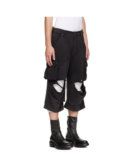 424 Black Ripped Bermuda Shorts for men