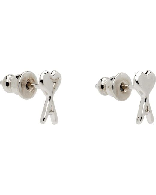 AMI Black Ami De Coeur Hammered Earrings