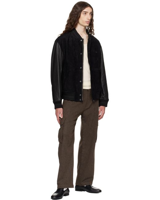 Blouson Aviateur Noir En Cuir À Logo Gaufré HUGO pour homme en coloris Black