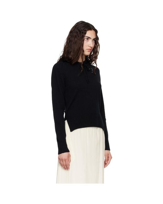 Simone Rocha Black Embellished Relaxed Cashmere Hoodie