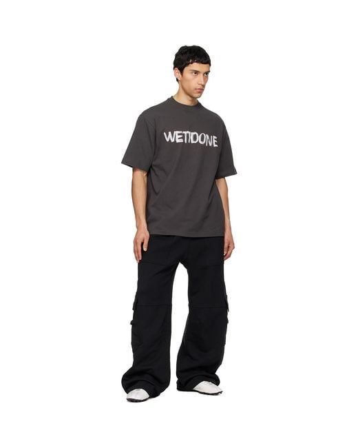 we11done Black Graffiti Logo T-Shirt for men