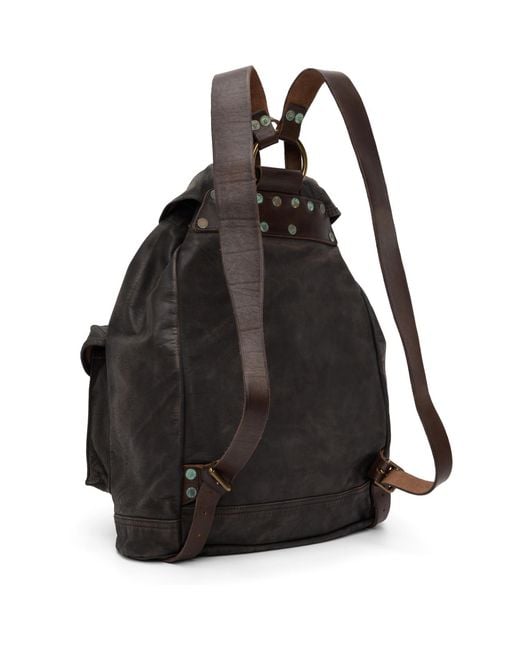 RRL Black Leather Rucksack Backpack for men