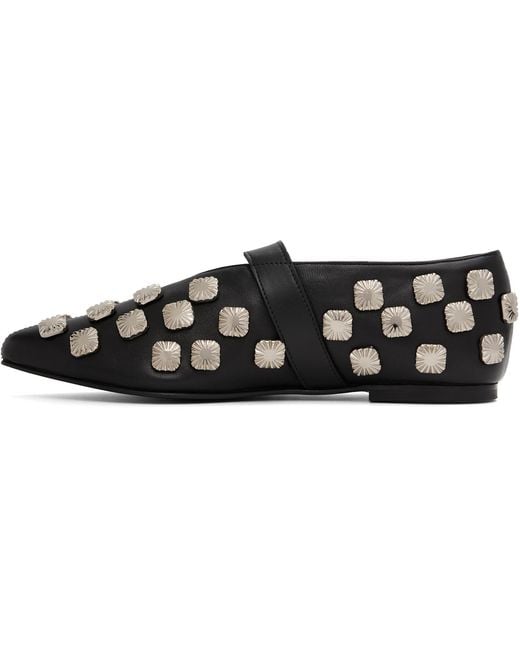 Toga Black Soft Leather Ballerina Flats